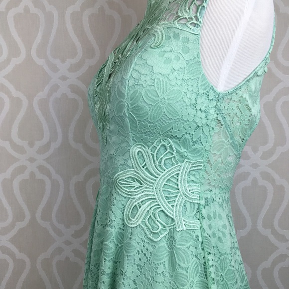 *CLEARANCE* Mint Crochet Sweetheart Mini Dress - Picture 5 of 8